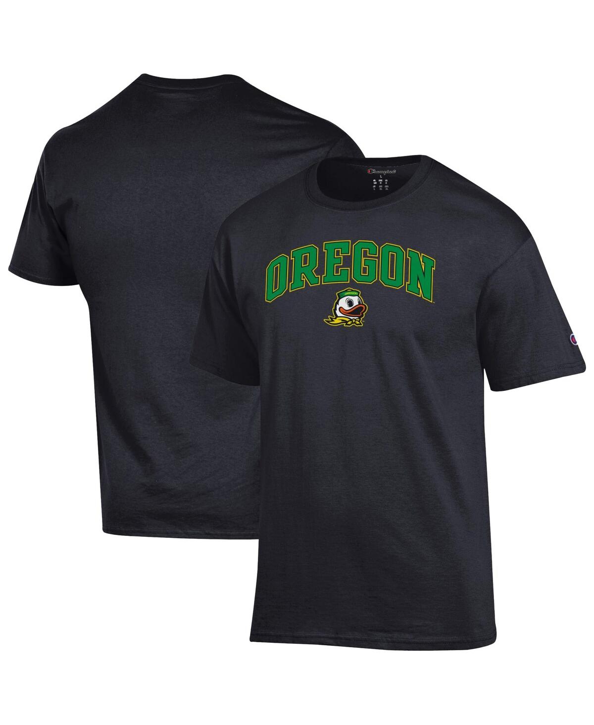 Champion Men's Green Oregon Ducks Arch Over Logo T-Shirt - Black