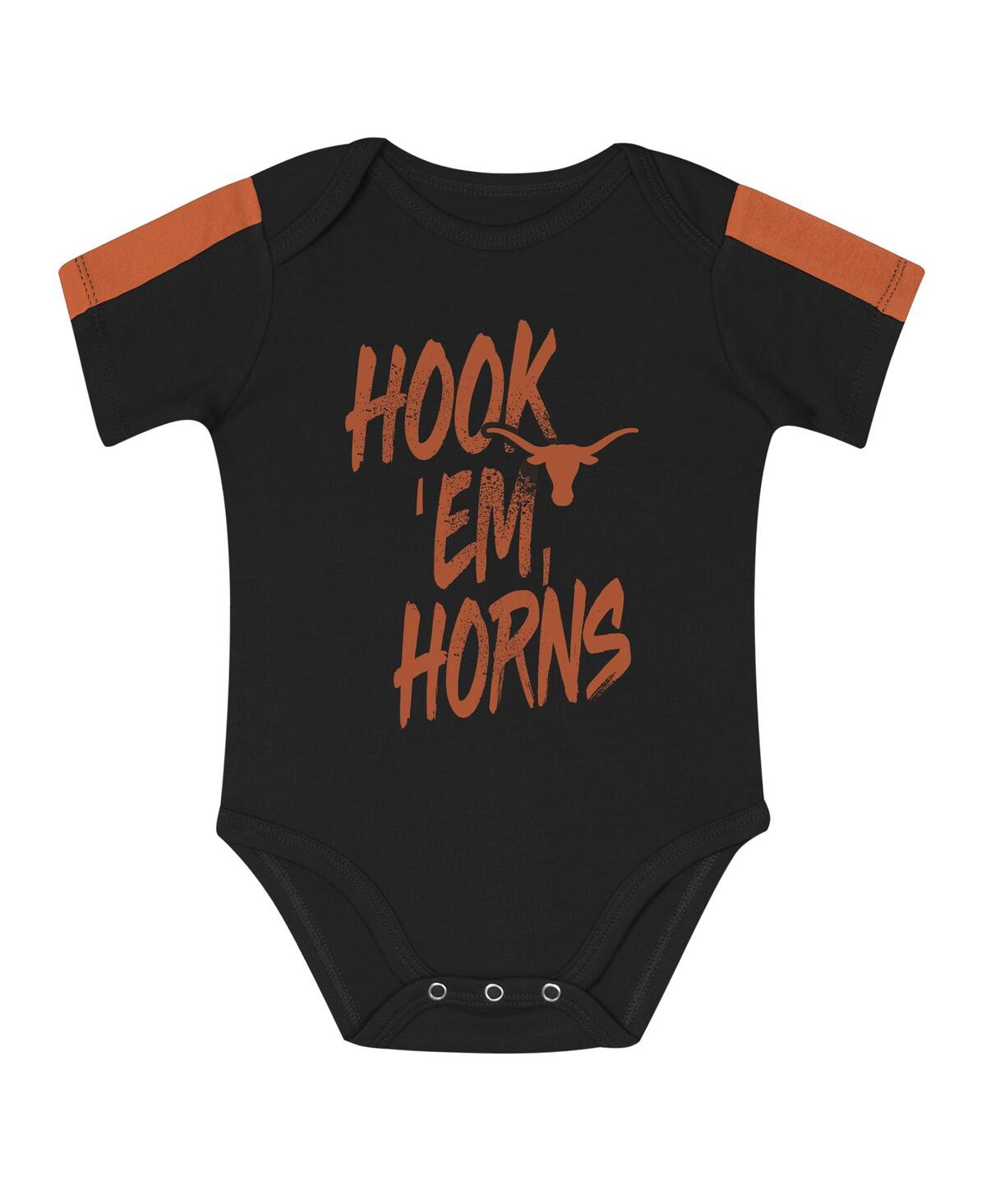 Outerstuff Baby Boys And Girls 3-piece Orange/black Texas Longhorns Double Down Creeper And Pants Set In Multi