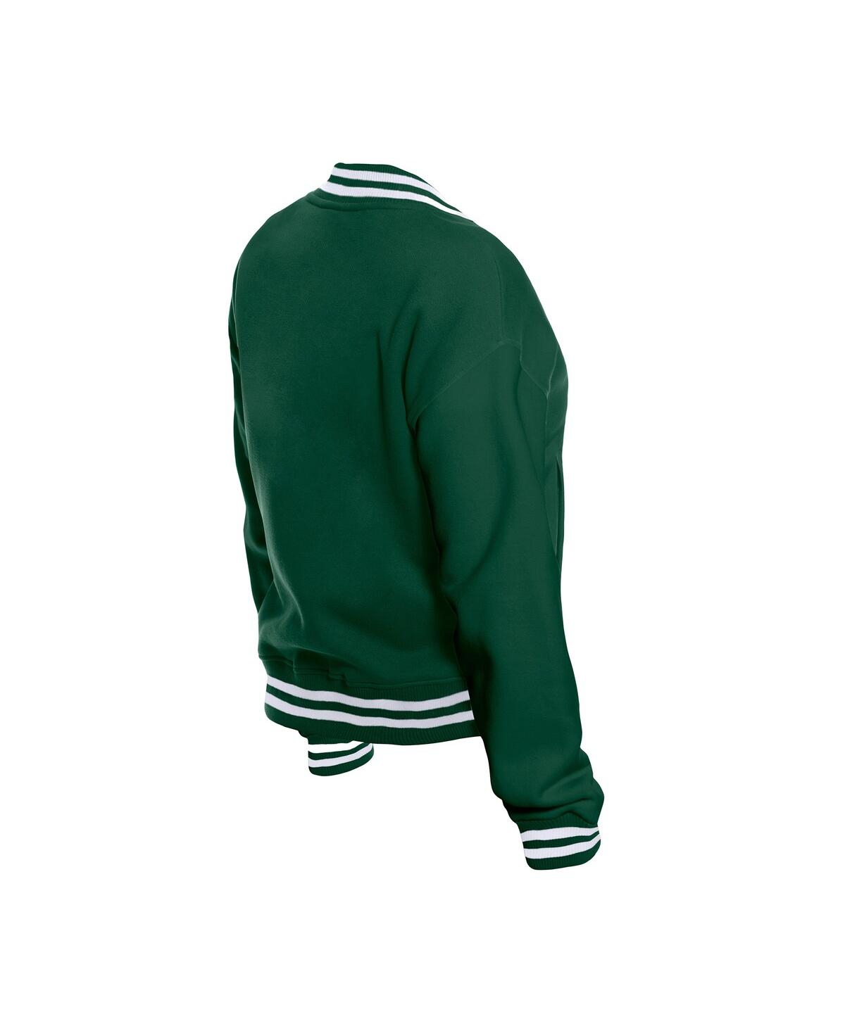 New Era Women's Green Bay Packers Throwback Fleece Full-snap Jacket In Green