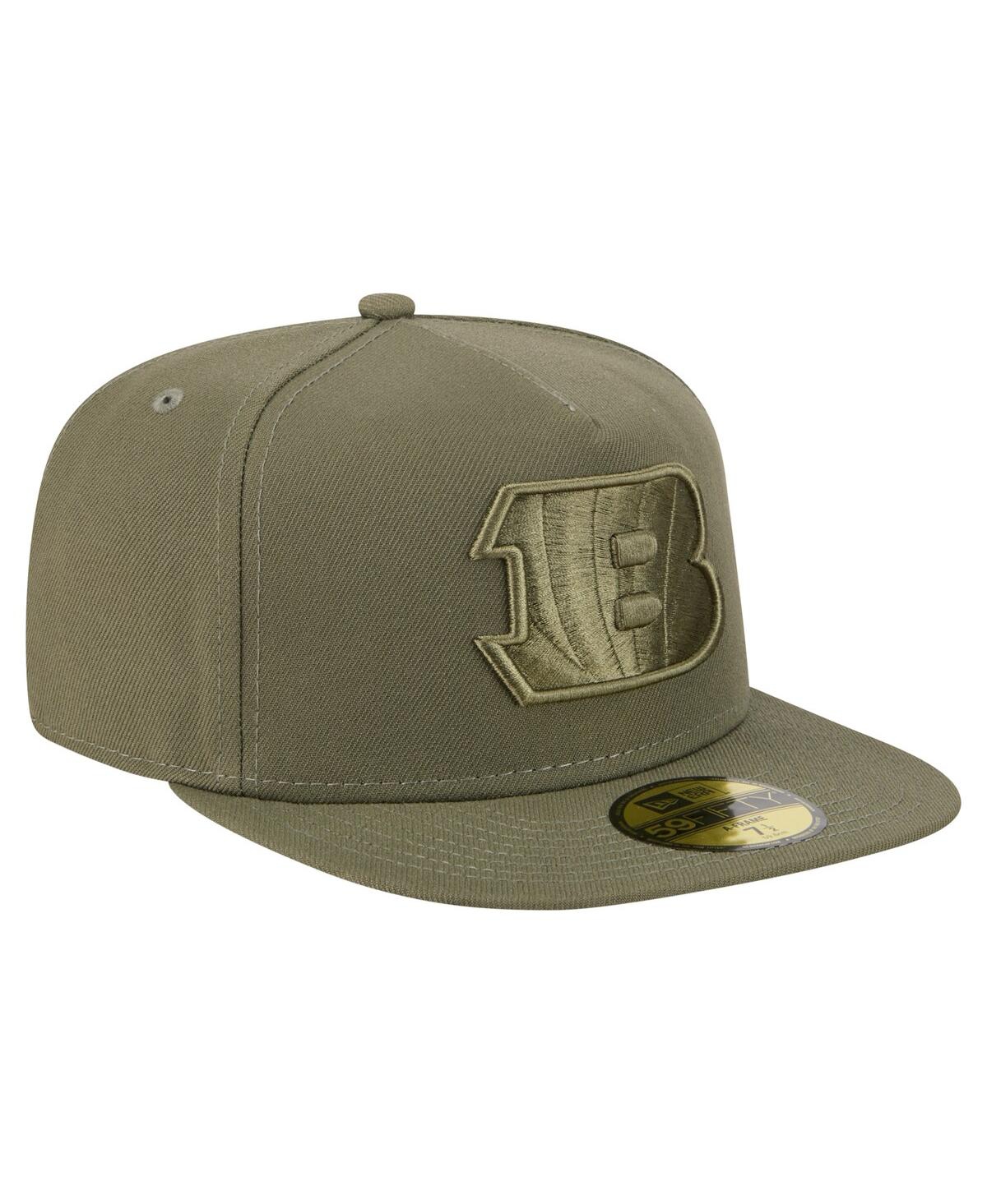 New Era Men'sâ Olive Cincinnati Bengals Color Pack A-frame 59fifty Fitted Hat In Green