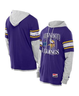 New Era - Men's Purple Minnesota Vikings Twofer Layered Long Sleeve Hoodie T-Shirt