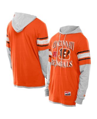 New Era - Men's Orange Cincinnati Bengals Twofer Layered Long Sleeve Hoodie T-Shirt