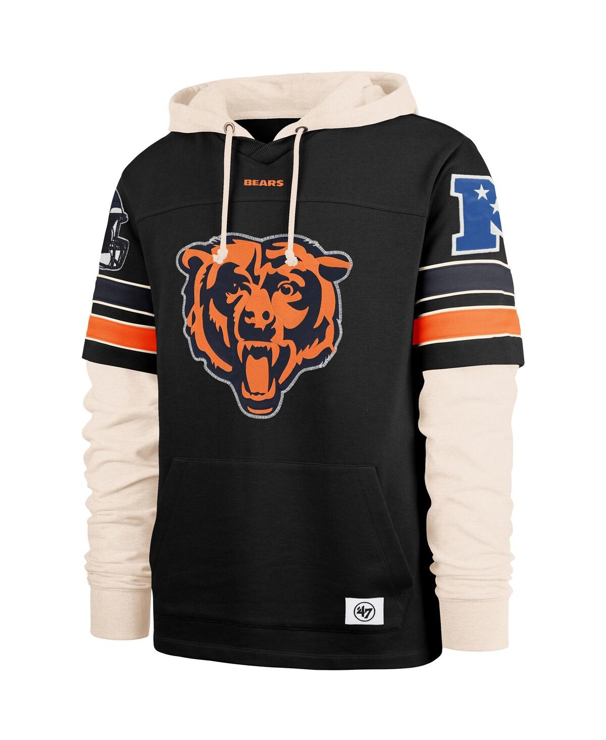 47 Brand Men's Black Chicago Bears Split Zone Cornerback Duo Hoodie In Black