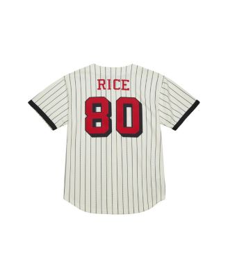 Men's Jerry Rice Cream San Francisco 49ers Name Number Mesh Button-Up Baseball Jersey