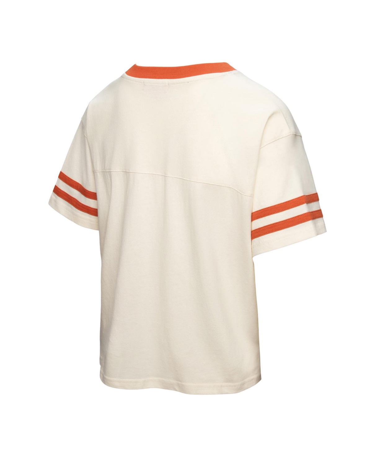 Mitchell & Ness Women's Cream Texas Longhorns Cropped Ringer T-shirt In White