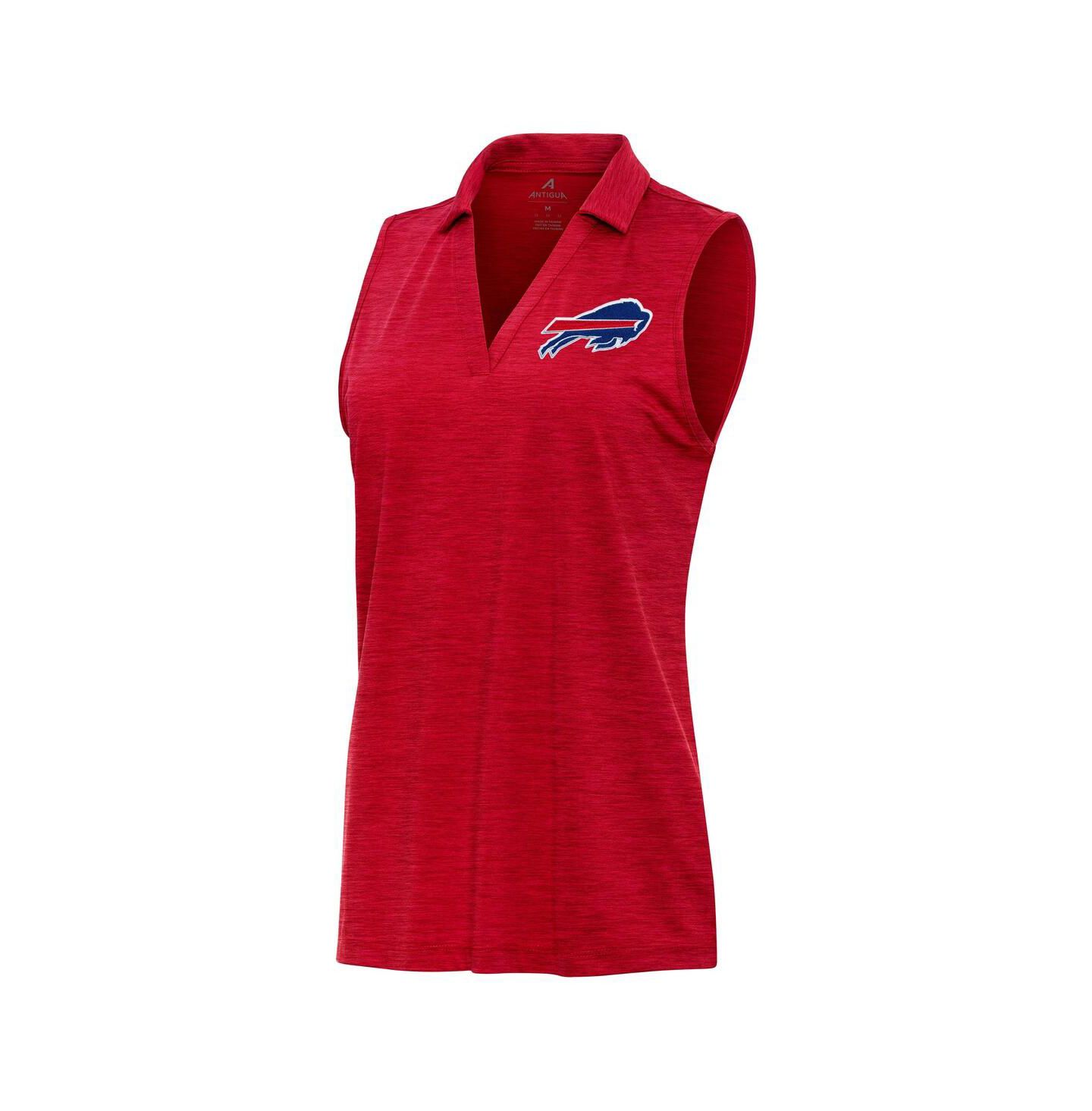 Женское поло Antigua Heather Red Buffalo Bills Layout Sleeveless V-Neck Polo — фото 3