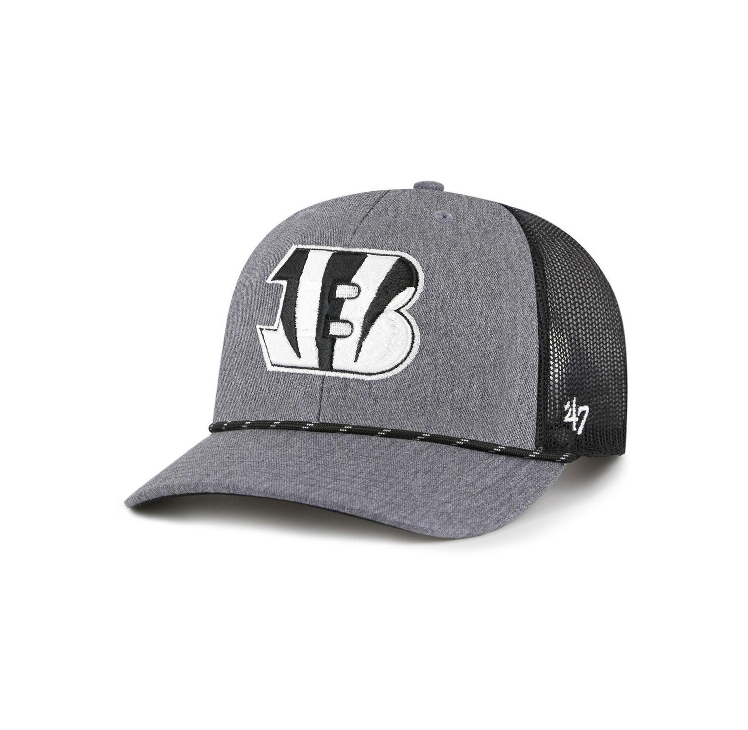 Men's Heather Charcoal Cincinnati Bengals Carbon Rope Trucker Adjustable Hat