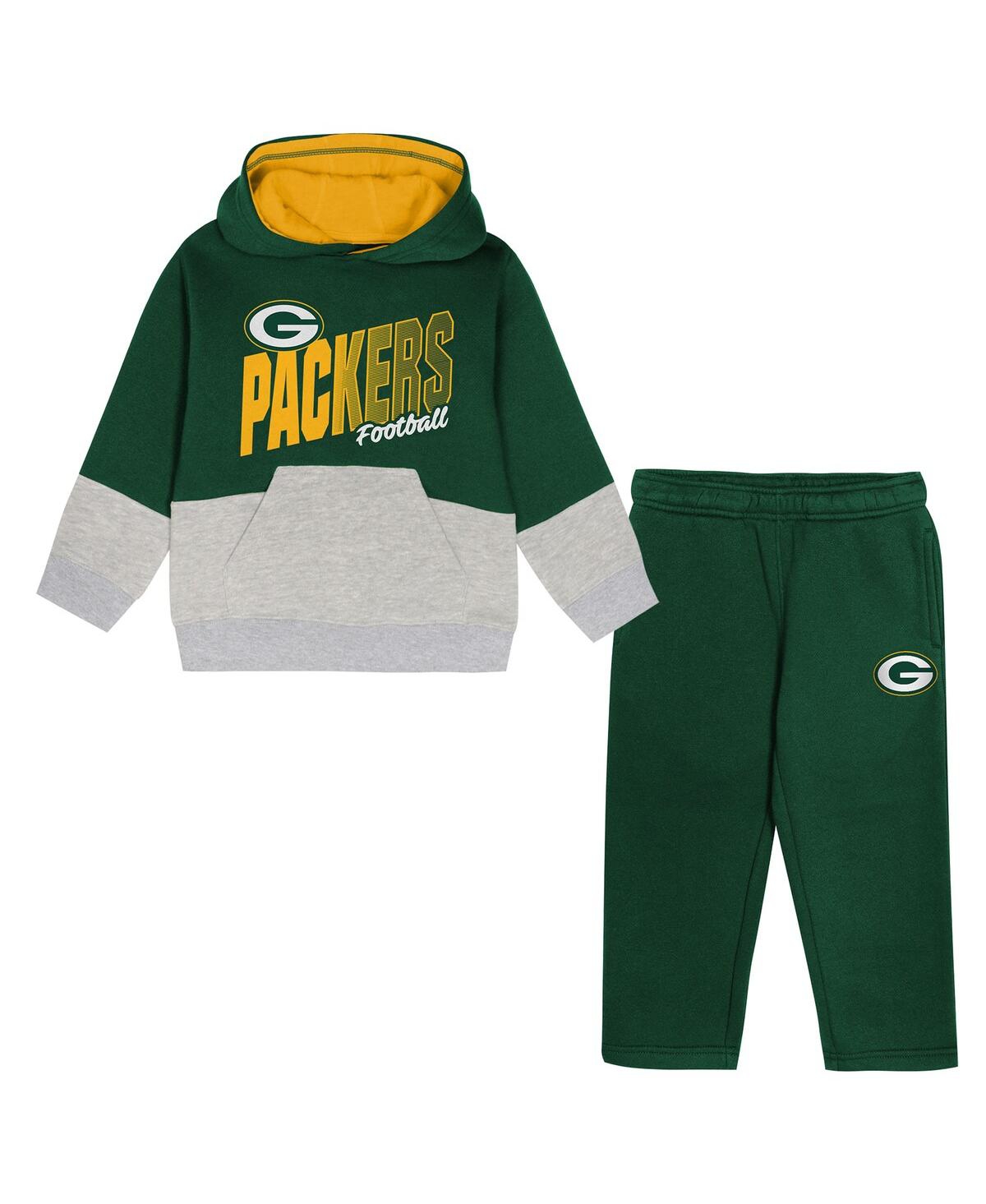 Outerstuff Toddler Green Bay Packers Lineman Fleece Hoodie And Pants Set In Green