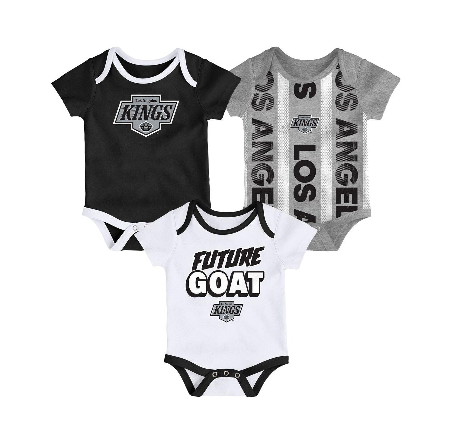 Baby Boys and Girls 3-Pack Los Angeles Kings Loyal Buddies Bodysuit Set