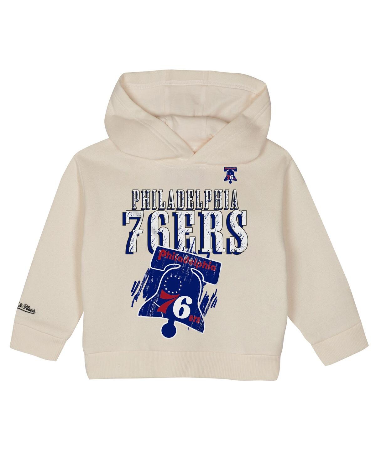 Mitchell & Ness Toddler 2-piece Cream Philadelphia 76ers Hang Time Oversized Pullover Hoodie And Pants Set In White