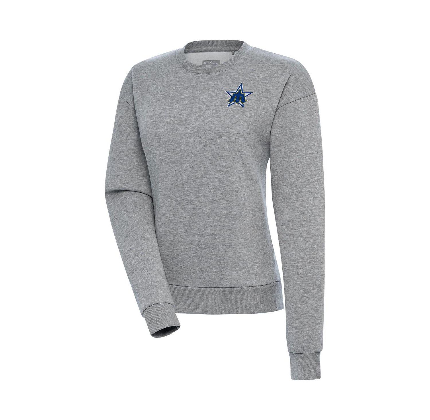 Women's Heather Gray Seattle Mariners Cooperstown Victory Crewneck Pullover Sweatshirt