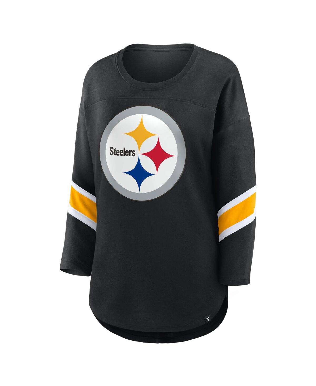Fanatics Women's Black Pittsburgh Steelers Plus Size Redzone 3/4-sleeve T-shirt In Black