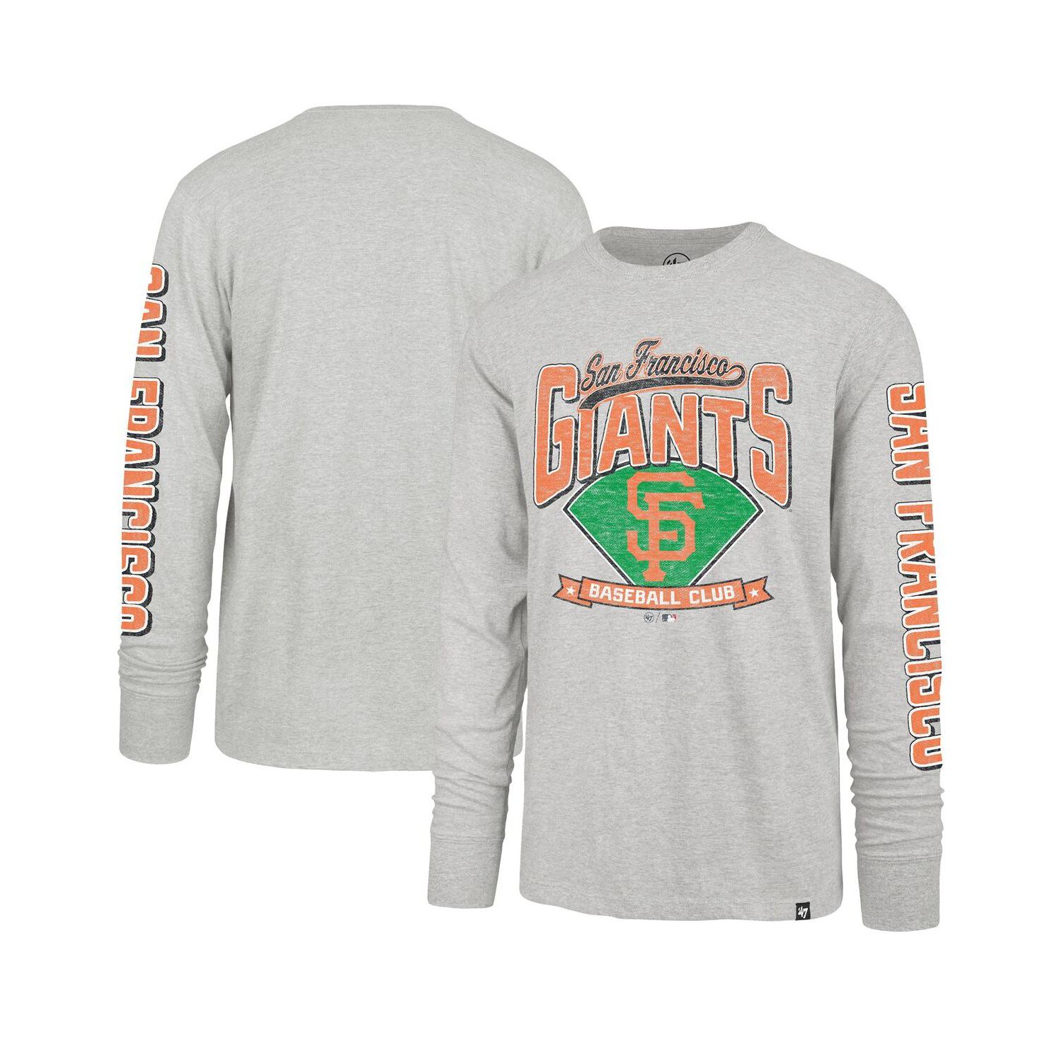 47 Brand Men's Gray San Francisco Giants Big & Tall Distressed Franklin Long Sleeve T-Shirt