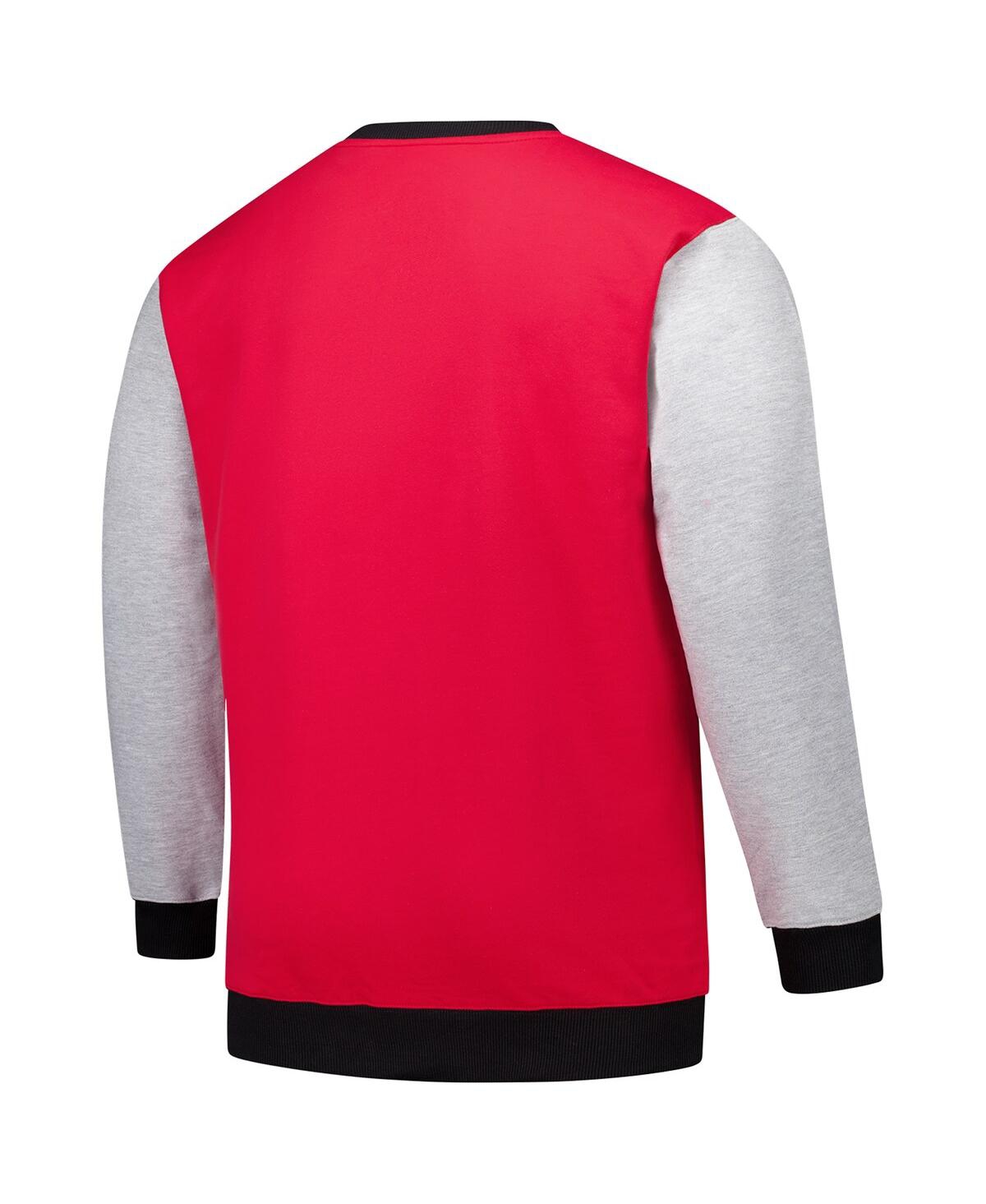 Fanatics Men's Red Georgia Bulldogs Contrast Sleeve Large Chest Big Tall Pullover Sweatshirt In Multi
