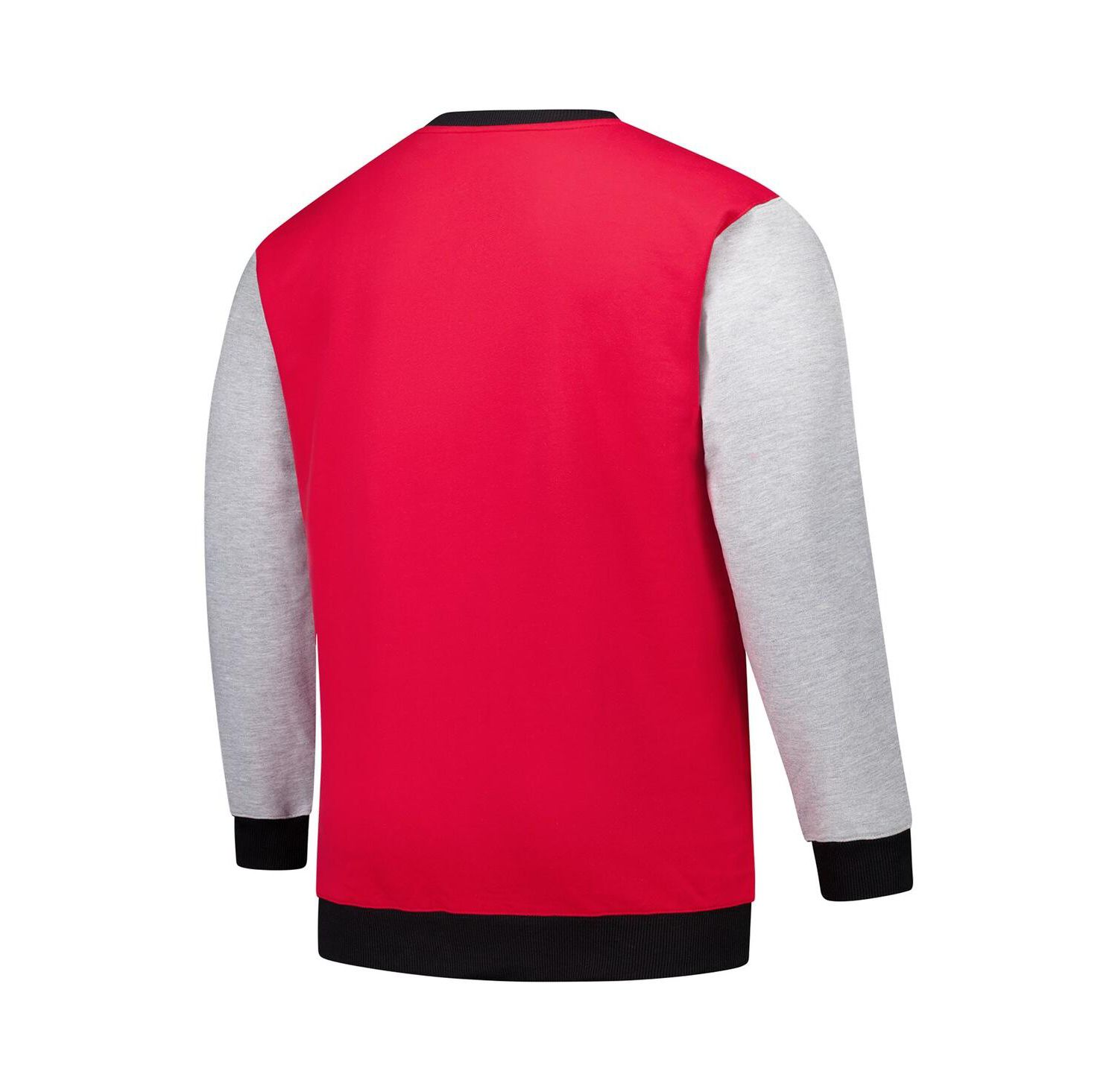 Men's Red Georgia Bulldogs Contrast Sleeve Large Chest Big & Tall Pullover Sweatshirt