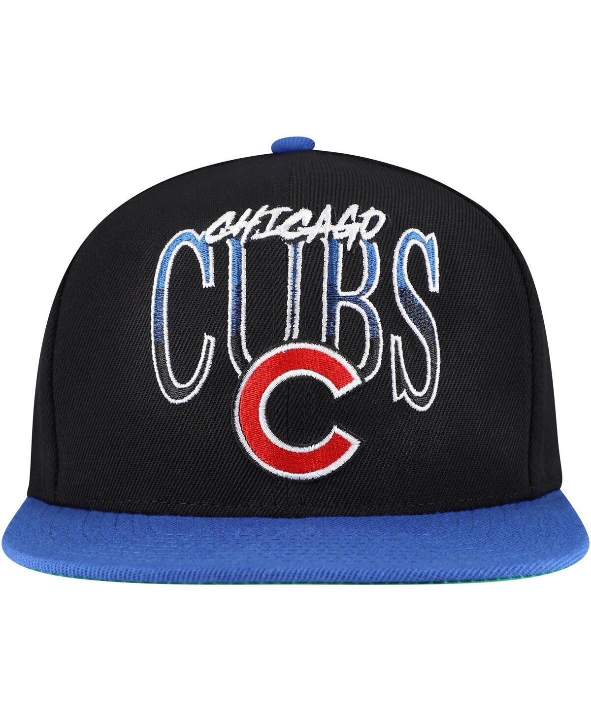 Mitchell & Ness Men's Black Chicago Cubs Rise Up Snapback Hat In Black