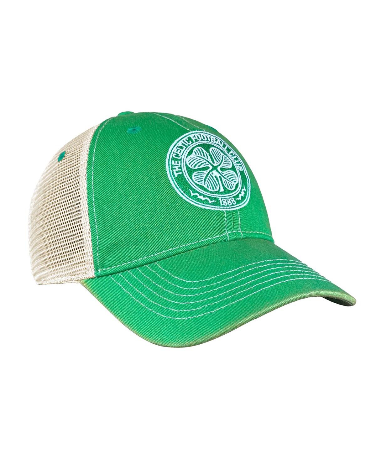 1863fc Men'sâ Green Celtic Tea Washed Vintage Trucker Adjustable Hat In Green