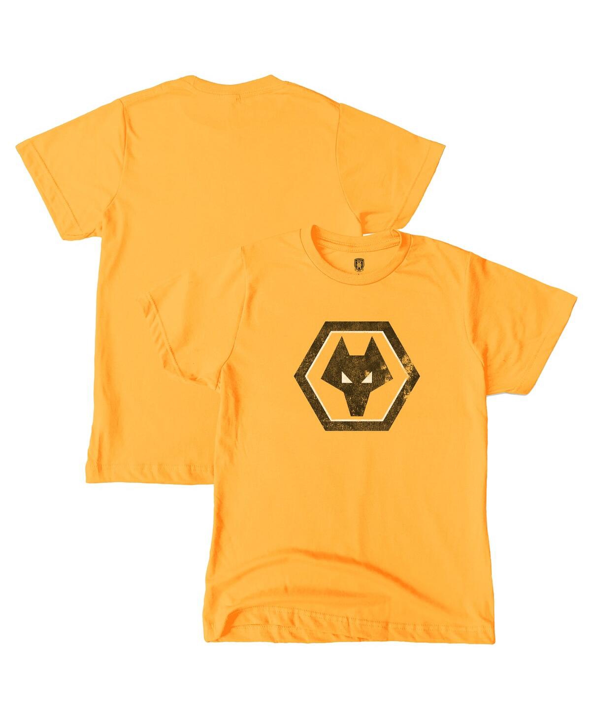 1863fc Big Boys And Girls Gold Wolverhampton Wanderers Color Badge T-shirt In Yellow