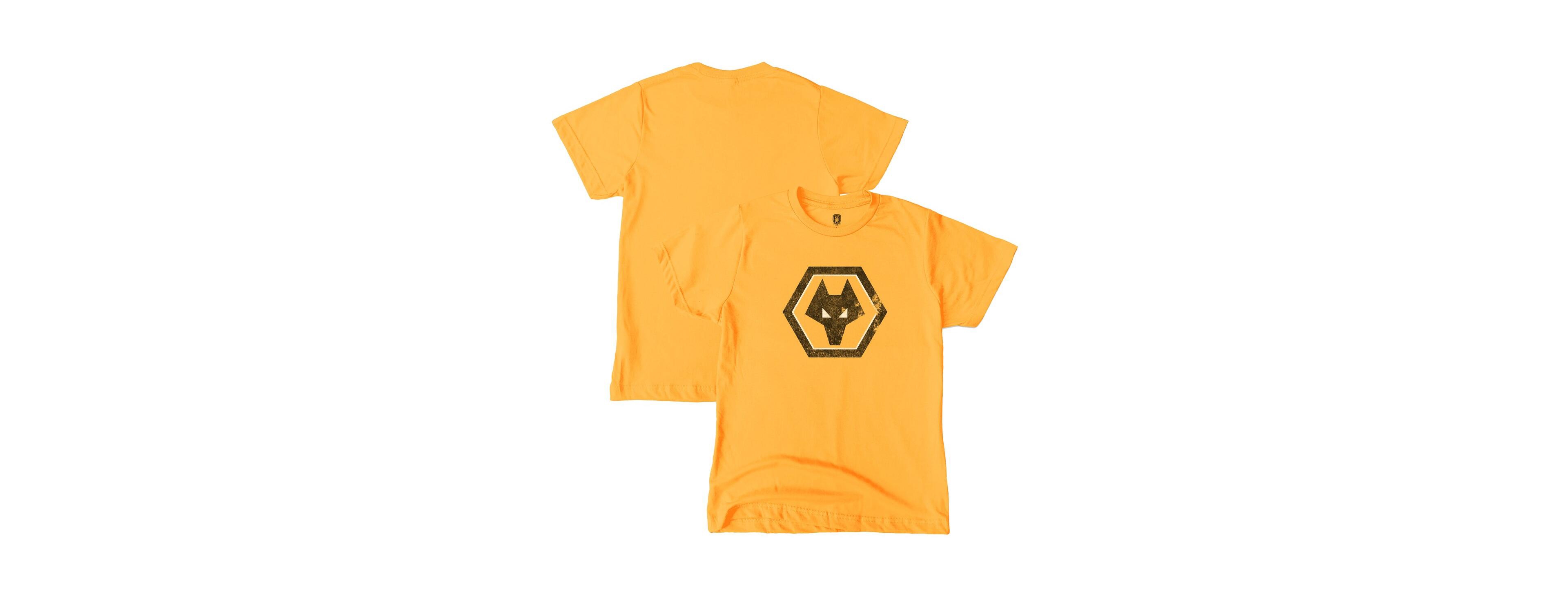 1863FC Big Boys and Girls Gold Wolverhampton Wanderers Color Badge T-Shirt