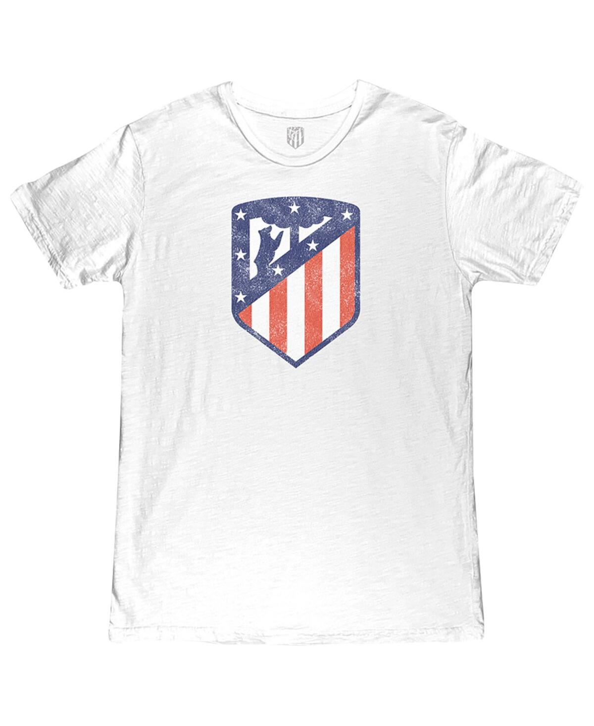 1863FC Men's White Atletico de Madrid Color Crest Slub T-Shirt