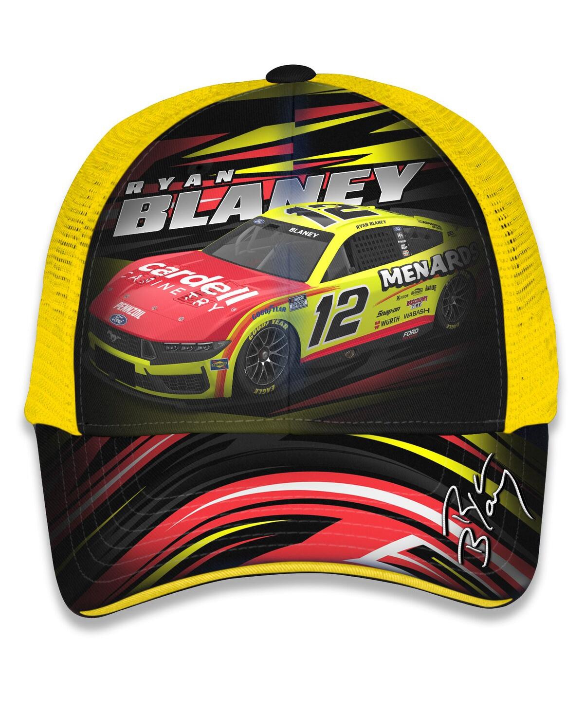 Checkered Flag Sports Big Boys and Girls Yellow Ryan Blaney Menards Trucker Adjustable Hat