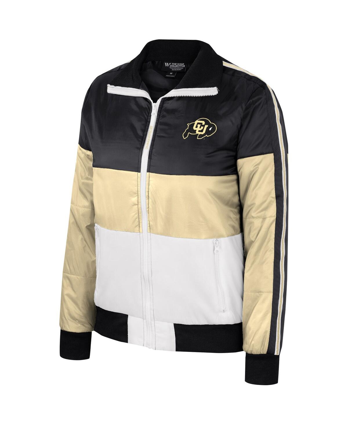The Wild Collective Women's Gold Colorado Buffaloes Color-block Puffer Full-zip Jacket In Gold
