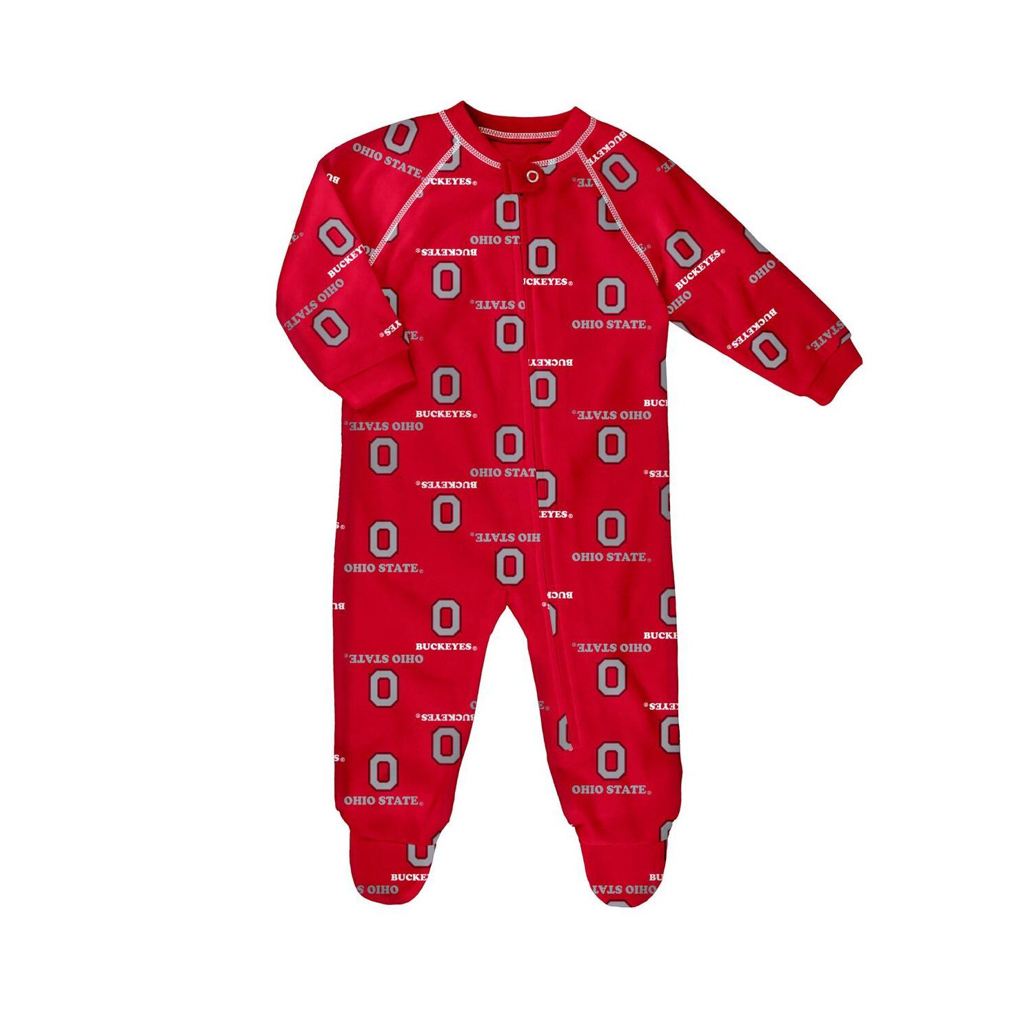 Baby Boys and Girls Scarlet Ohio State Buckeyes All-Over Print Raglan Full-Zip Coverall