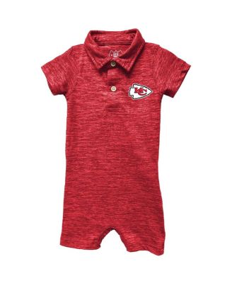 Wes & Willy - Baby Boys and Girls Red Kansas City Chiefs Short Leg Cloudy Yarn Polo Bodysuit