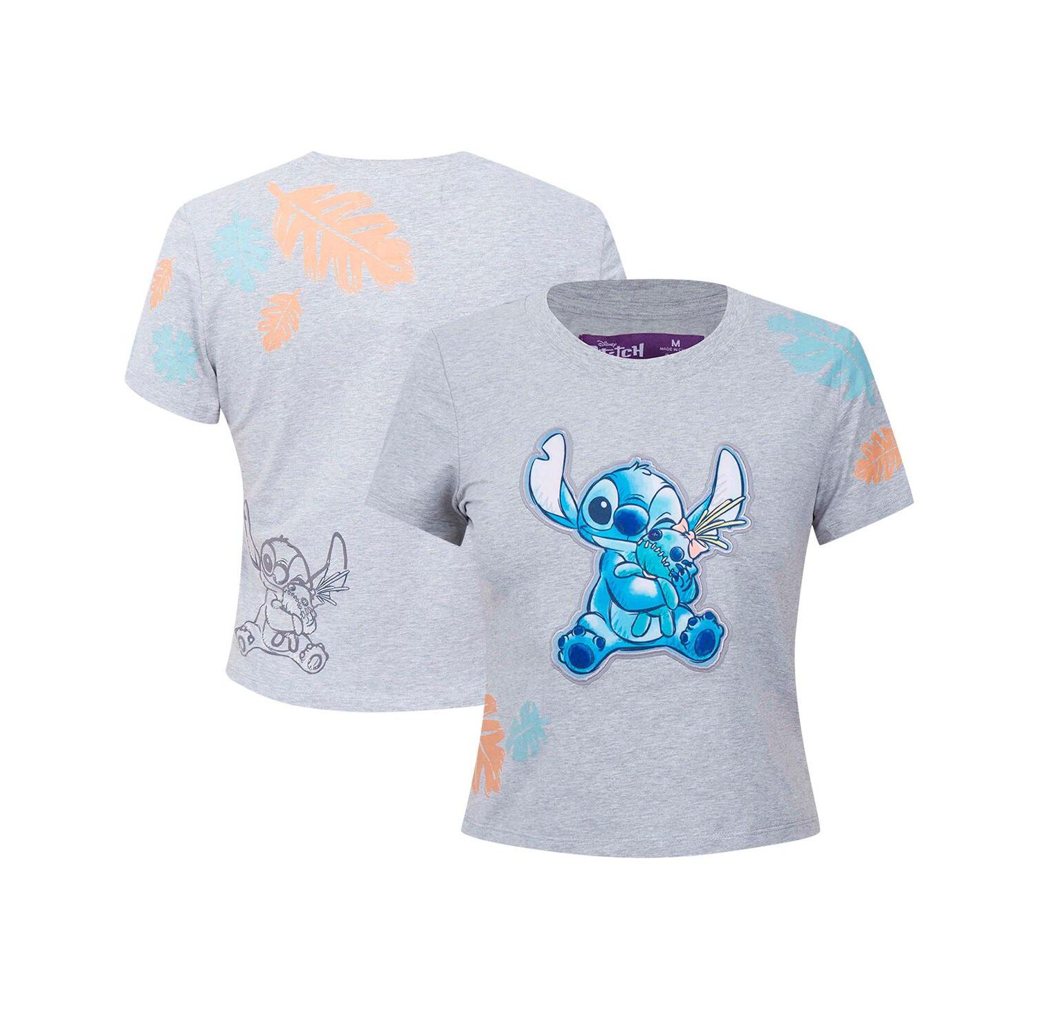 Women's Heather Gray Lilo and Stitch Hold On Tight Baby Doll T-Shirt