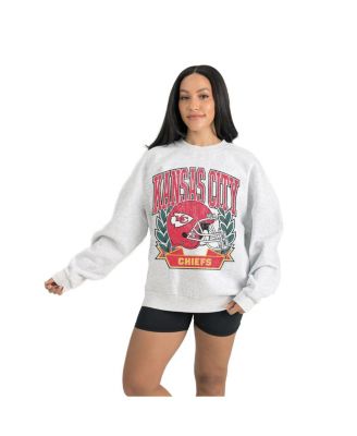 Women's Gray Kansas City Chiefs Heritage Premium Fleece Pullover Sweatshirt