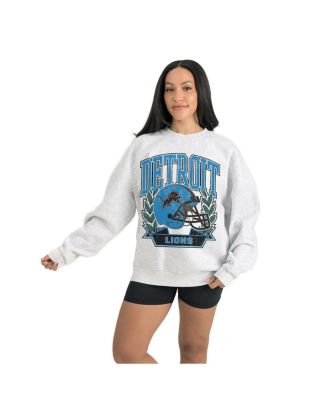 Women's Gray Detroit Lions Heritage Premium Fleece Pullover Sweatshirt