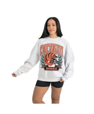 Women's Gray Cincinnati Bengals Heritage Premium Fleece Pullover Sweatshirt