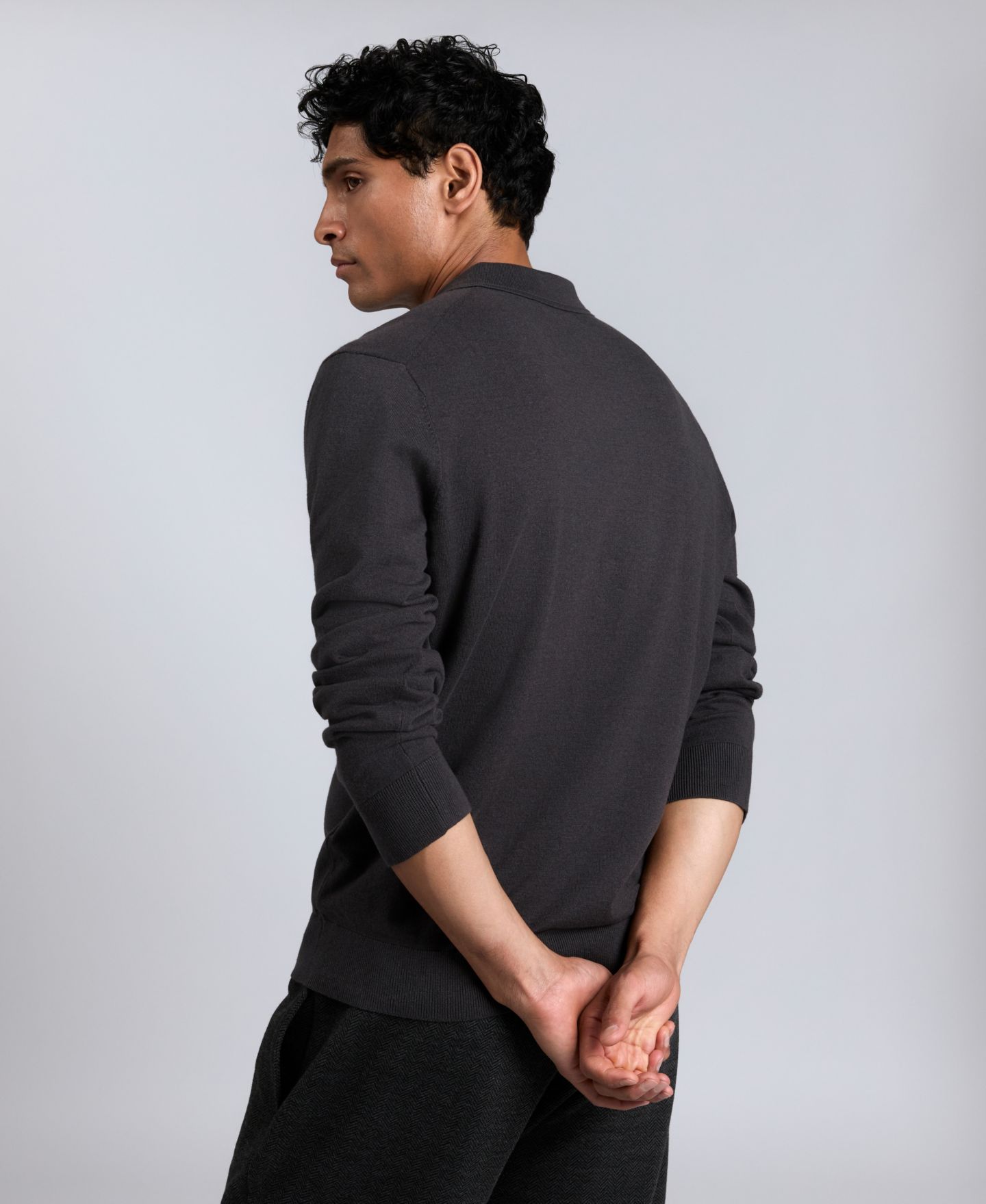 Мужской свитер Kenneth Cole Long Sleeve Polo Sweater, цвет: Charcole — фото 5