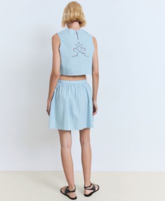 Women's Scalloped Hem Embroidered Skirt