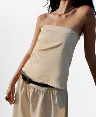 Women's Strapless Linen-Blend Top