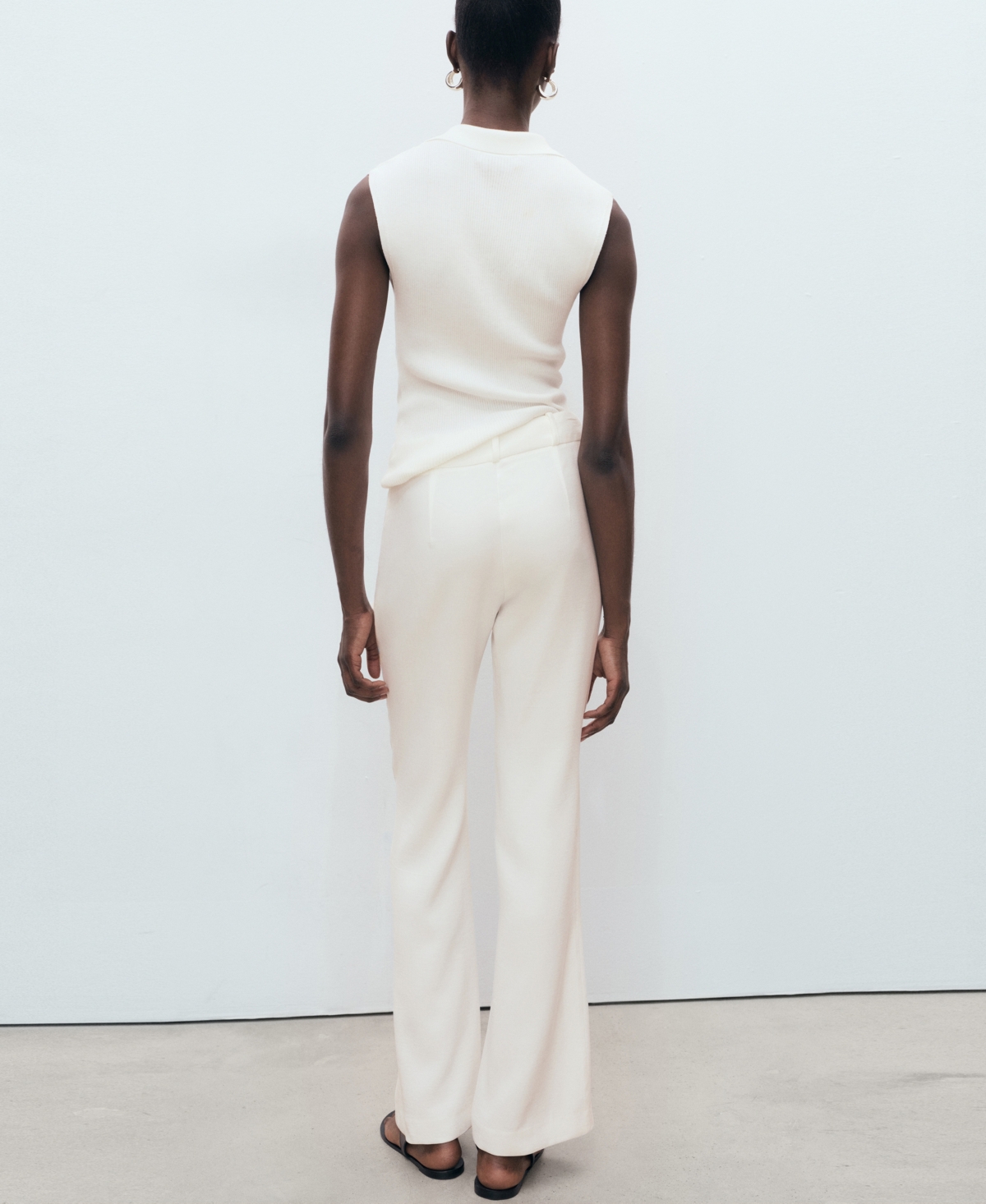 Mango Straight Leg Pants In White