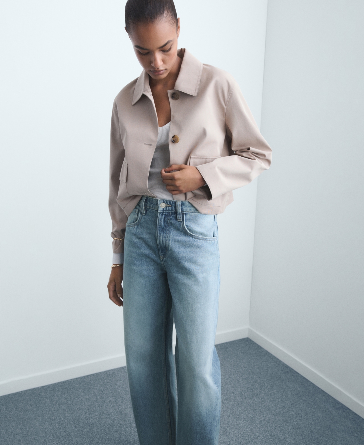 Mango High Waist Balloon Jeans In Blue