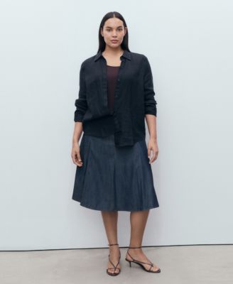 Women's Pleated Denim Skirt