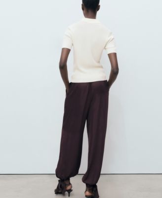 Women's Short-Sleeved Polo-Neck Sweater