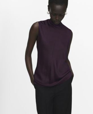 Women's Draped Neck Satin Blouse