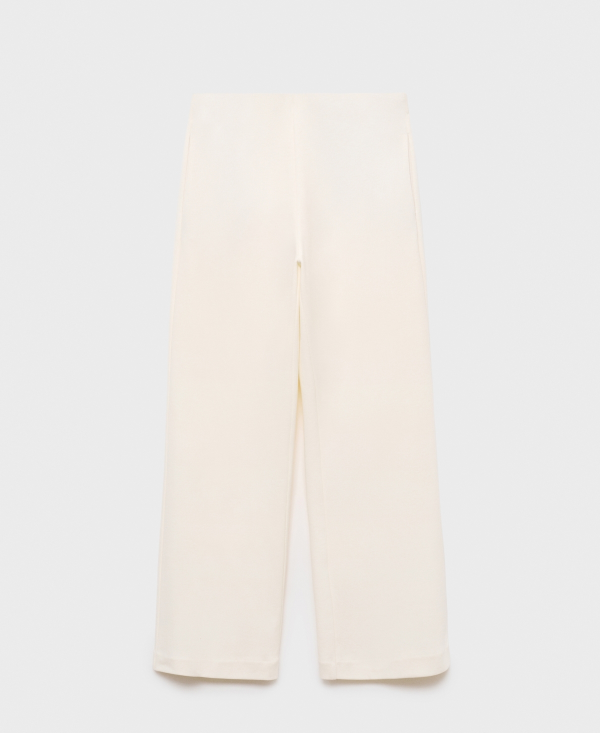 Mango Straight Fit Cotton Blend Pants In White