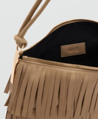 Women's Fringes Detail Large Leather Shoulder Bag