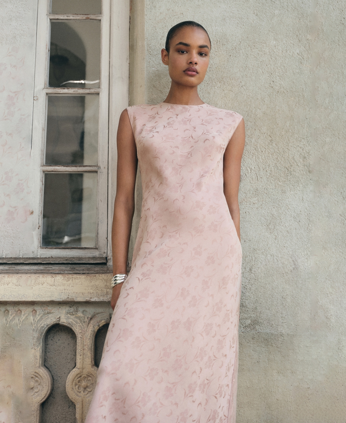 Mango Robe Jacquard Fleurie Satinée Rose Pastel - Femme - Xl -  In Neutral