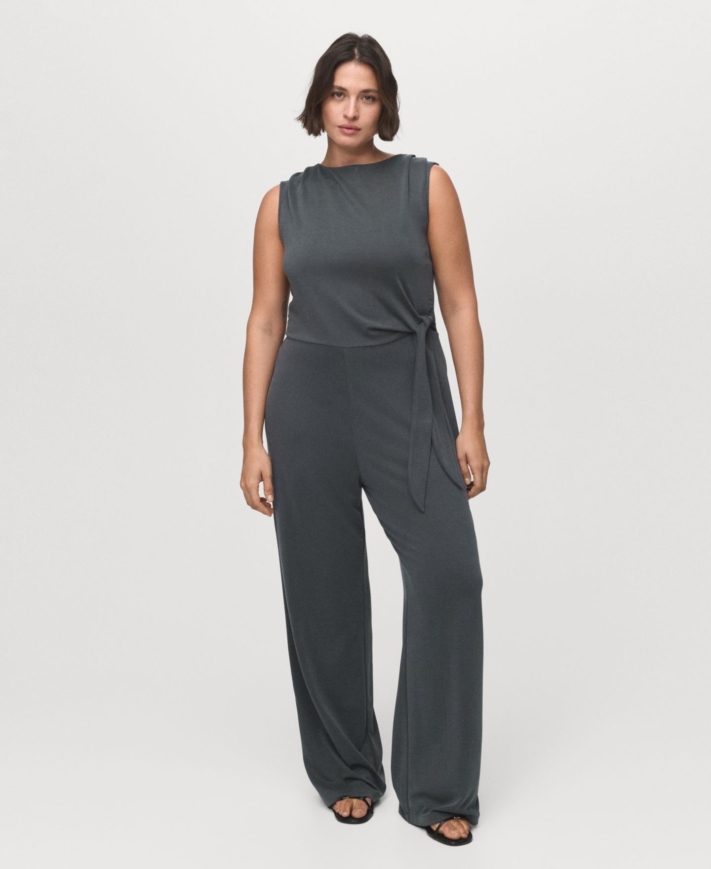 Женский комбинезон MANGO Long Knot Jumpsuit, цвет: Угольный — фото 5