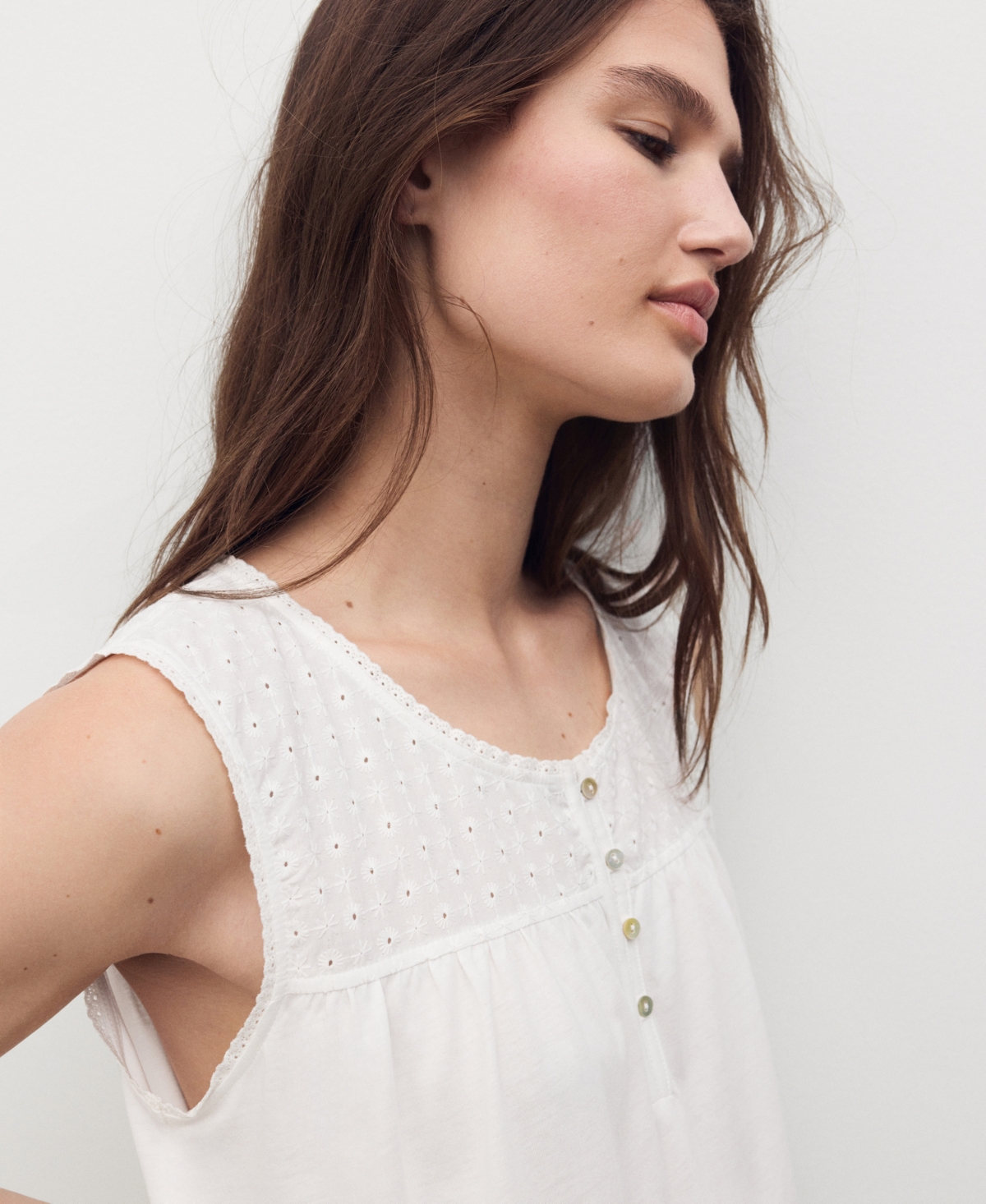 Mango Women's Embroidered Detail Cotton Nightdress