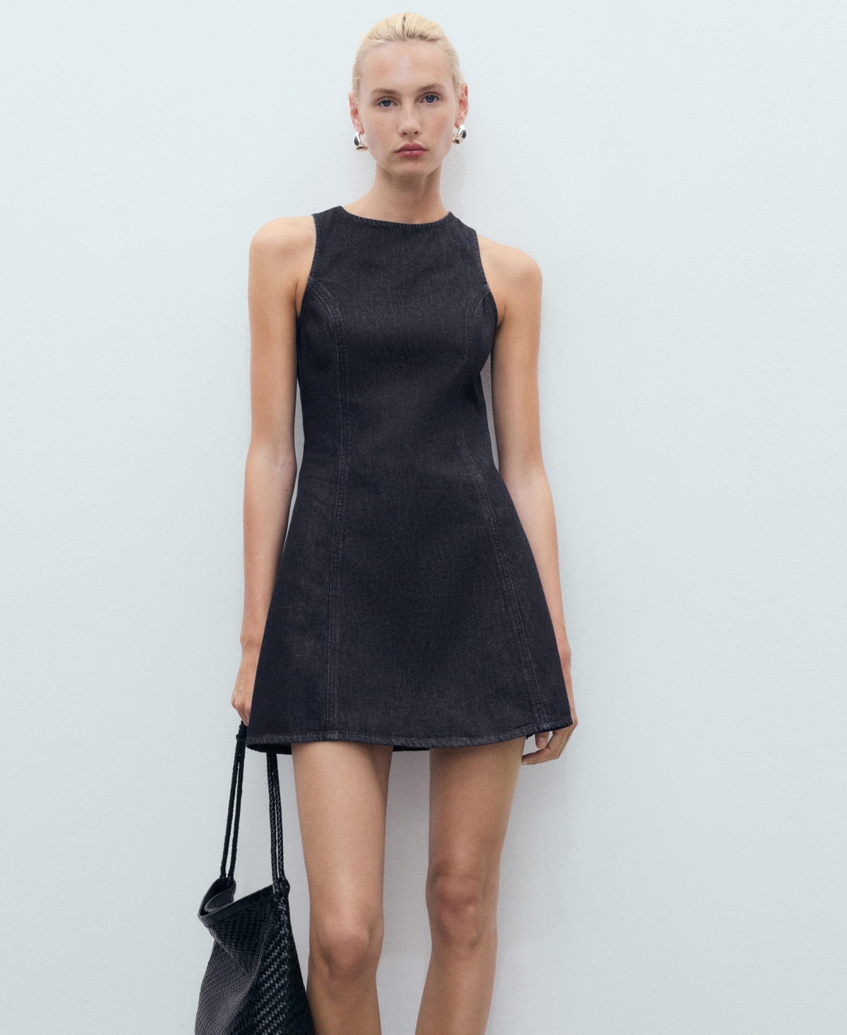 Mango Sleeveless Minidress In Blue