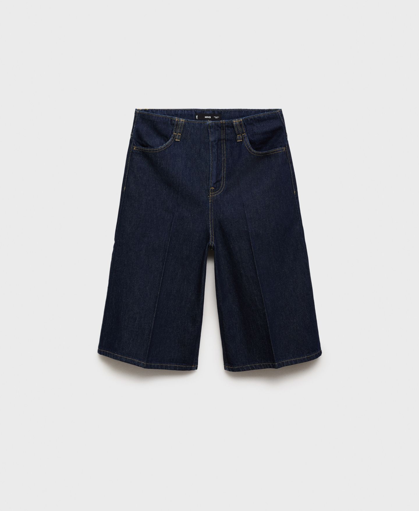 Женские шорты Mango Mid-Rise Denim Bermuda, цвет: Синий — фото 6