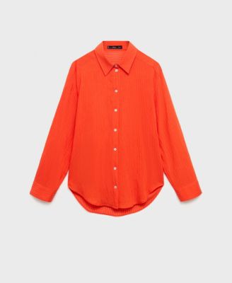 MANGO - Women's Oversized Crinkled-Effect Shirt