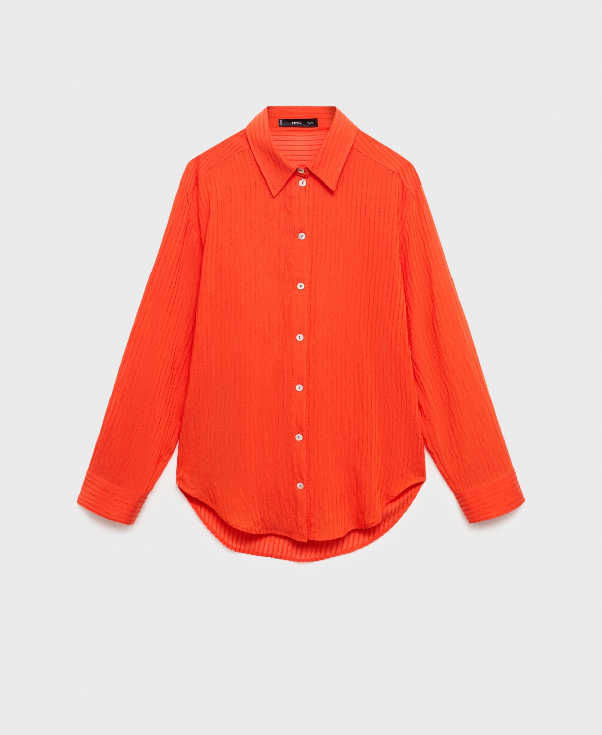 Mango Oversize Crinkled Effect Button-up Shirt In Orange