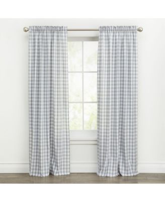 Buffalo Check Gingham Custom Window Curtain Treatments - Single Curtain Panel 42 in. W x 63 in. L, Black